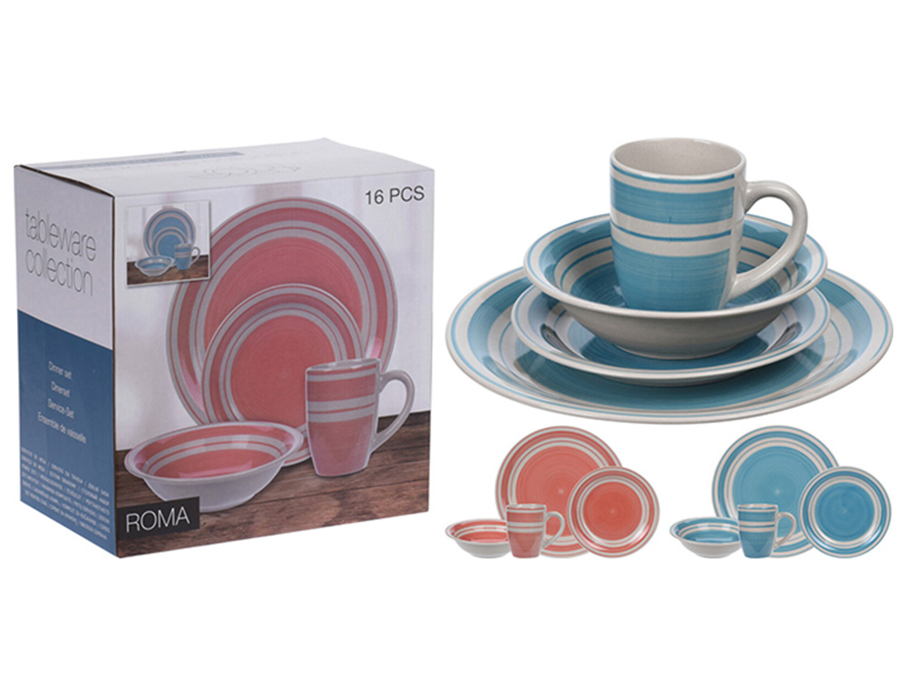 Εικόνα Σετ Δείπνου Roma Κεραμικά (Q93000080) με 4 κυρίως πιάτα, 4 μπολ, 4 μικρά πιάτα, 4 κούπες σε 2 διαθέσιμους χρωματισμούς