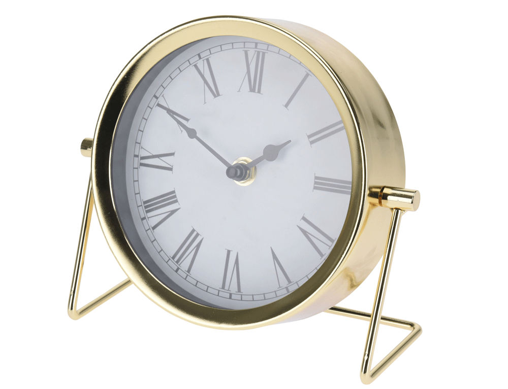 Εικόνα Επιτραπέζιο ρολόι NBE000010 Mεταλλικό, χρυσό, 18x7x16cm