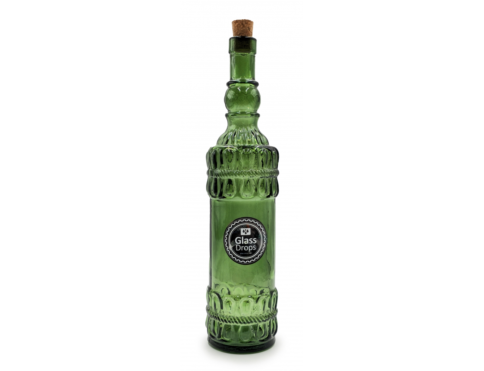 Εικόνα Διακοσμητικό Μπουκάλι με πώμα Glass Drops Lazos (5043DB622) Aπό 100% ανακυκλωμένο γυαλί, Xωρητικότητας 700ml, Διαστάσεων Ø 8 x Υ 34 cm, Οld Green