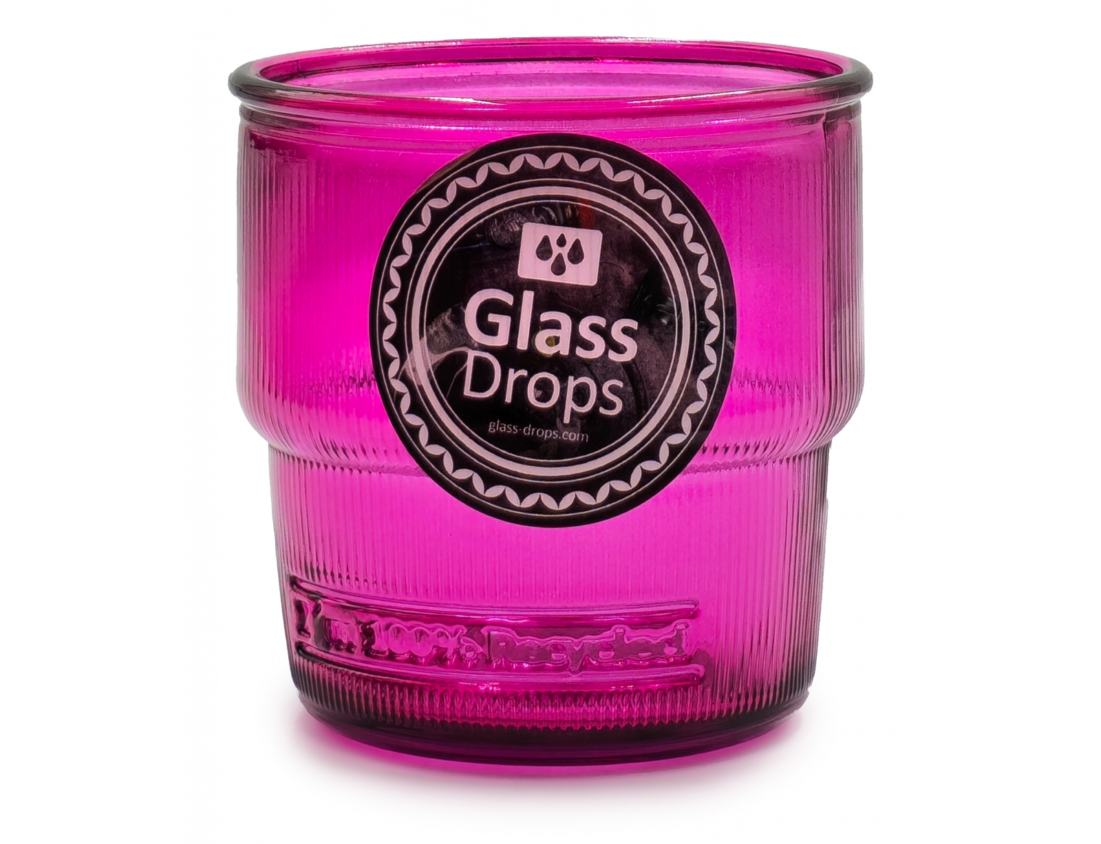 Εικόνα Ποτήρι Glass Drops Ribbed (2415DB276) Από ανακυκλωμένο γυαλί, Χωρητικότητας 300ml, Διαστάσεων Ø 9 x Υ 9 cm, Magenta
