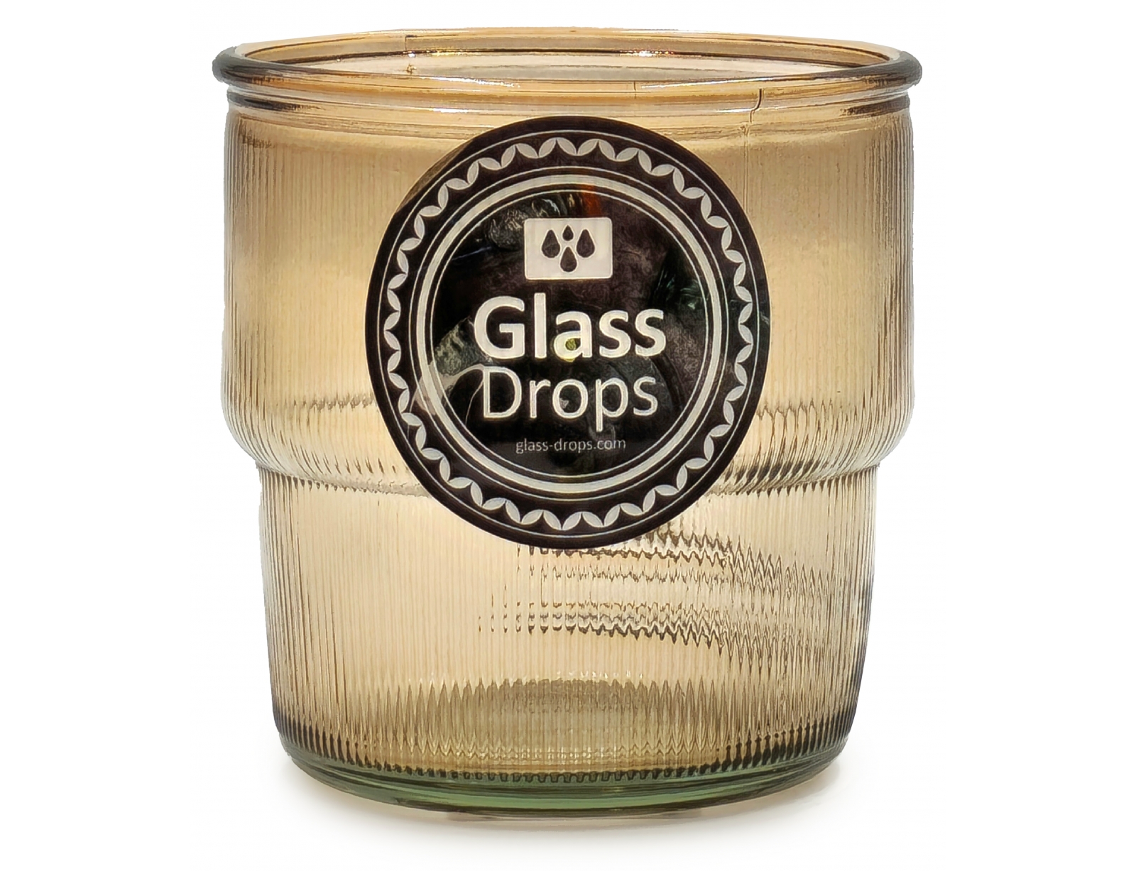 Εικόνα Ποτήρι Glass Drops Ribbed (2415DB04) Από ανακυκλωμένο γυαλί, Χωρητικότητας 300ml, Διαστάσεων Ø 9 x Υ 9 cm, Cinnamon