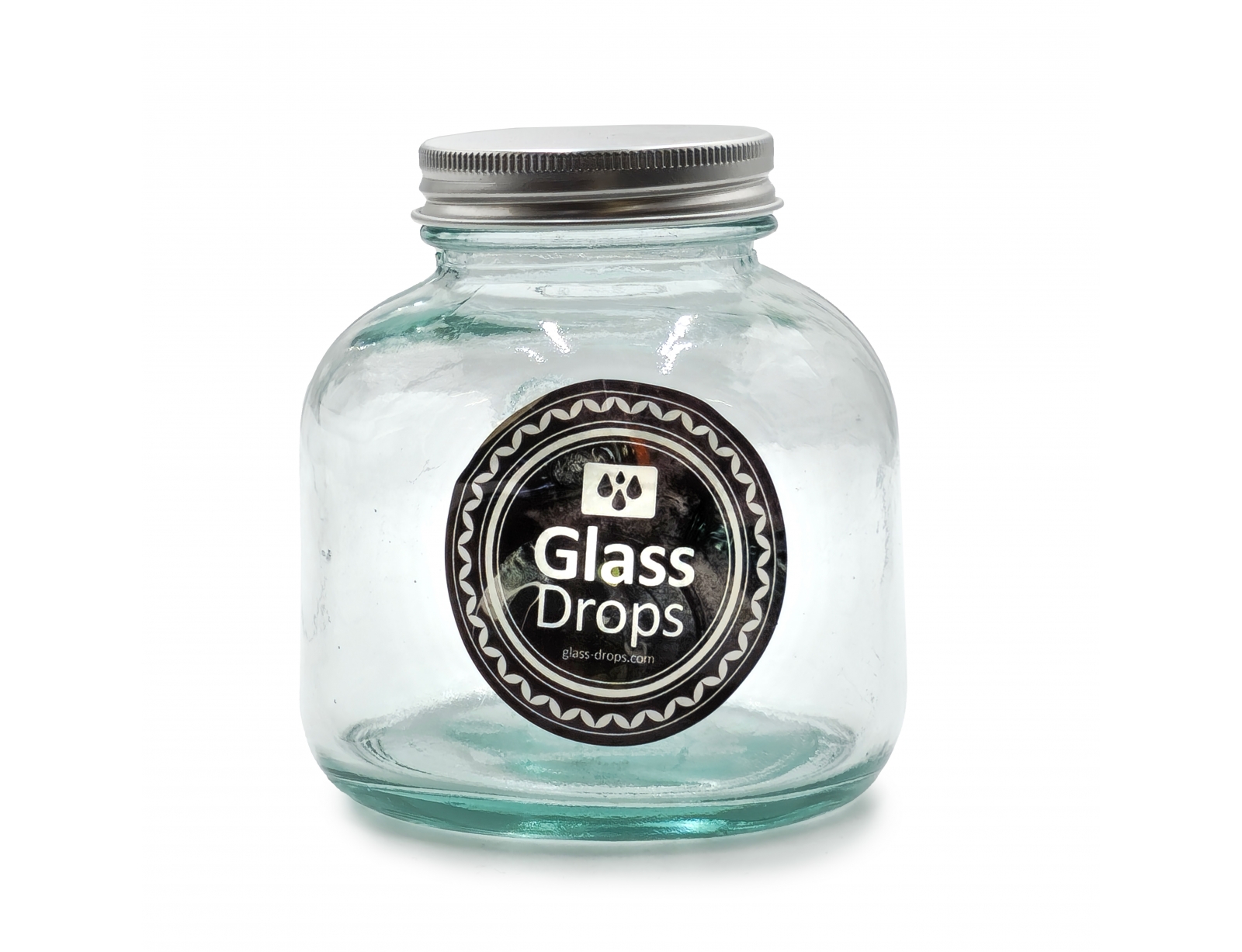 Εικόνα Δοχείο με καπάκι Glass Drops Storage (5799) Aπό 100% ανακυκλωμένο γυαλί, Xωρητικότητας 350ml, Διαστάσεων Ø 9 x Υ 10 cm
