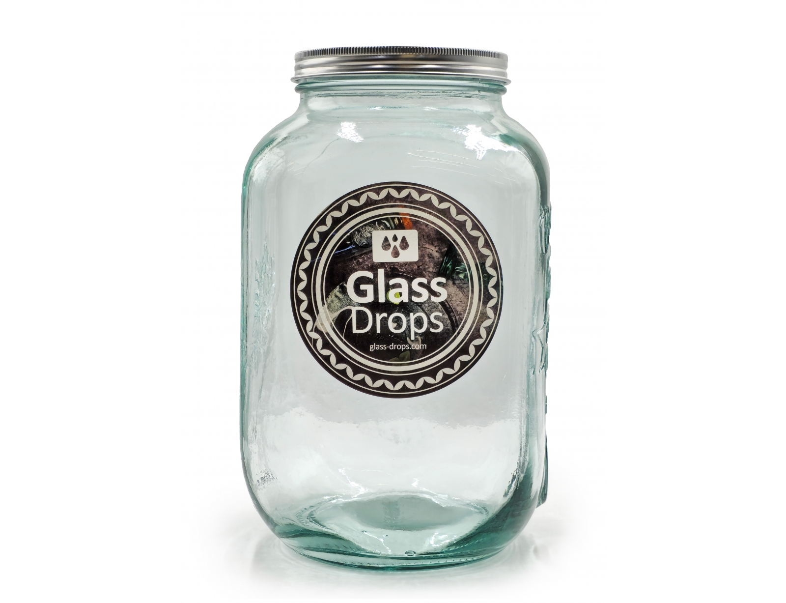 Εικόνα Δοχείο με καπάκι Glass Drops Authentic Est.1896 (5968)  Aπό 100% ανακυκλωμένο γυαλί, Xωρητικότητας 4L, Διαστάσεων Ø 18 x Υ 25 cm