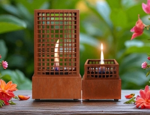 Επιτραπέζια Εστία Φωτιάς Agni 18 Tenderflame με διάρκεια καύσης 2 - 3 ώρες, χωρητικότητα δεξαμενής 250ml και διαστάσεις 18.5x18.5x36.5cm - Corten