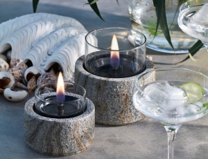 Επιτραπέζια Εστία Φωτιάς Lotus 12 Tenderflame με διάρκεια καύσης 9 - 10 ώρες, χωρητικότητα δεξαμενής 300ml και διαστάσεις 12.8x13cm - Stone