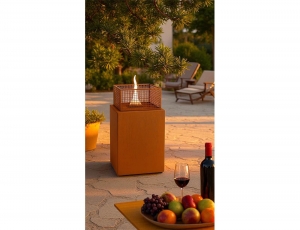 Επιδαπέδια Εστία Φωτιάς Agni 50 Tenderflame με διάρκεια καύσης 3 - 4 ώρες, χωρητικότητα δεξαμενής 1000ml και διαστάσεις 49.5x49.5x61cm - Corten