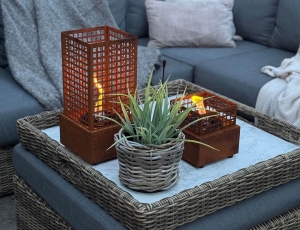 Επιτραπέζια Εστία Φωτιάς Agni 16 Tenderflame με διάρκεια καύσης 2 - 3 ώρες, χωρητικότητα δεξαμενής 250ml και διαστάσεις 16.5x16.5x17cm - Corten