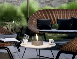 Επιτραπέζια Εστία Φωτιάς Café 18 Tenderflame με διάρκεια καύσης 3 - 4 ώρες, χωρητικότητα δεξαμενής 250ml και διαστάσεις 18.3x13.6cm - Concrete 