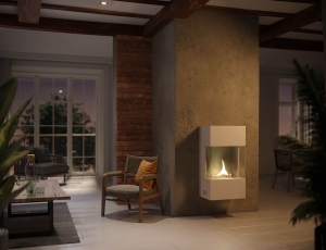 Επιτοίχιο Tζάκι Indie Tenderflame με διάρκεια καύσης 3 - 4 ώρες, χωρητικότητα δεξαμενής 1000ml και διαστάσεις 48x34x90cm - White