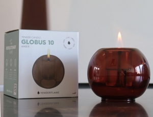 Επιτραπέζια Εστία Φωτιάς Globus 10 Tenderflame με διάρκεια καύσης 2 - 3 ώρες, χωρητικότητα δεξαμενής 60ml και διαστάσεις 10.5x8.8cm - Amber 