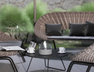 Επιτραπέζια Εστία Φωτιάς Café 18 Tenderflame με διάρκεια καύσης 3 - 4 ώρες, χωρητικότητα δεξαμενής 250ml και διαστάσεις 18.3x13.6cm - Concrete 