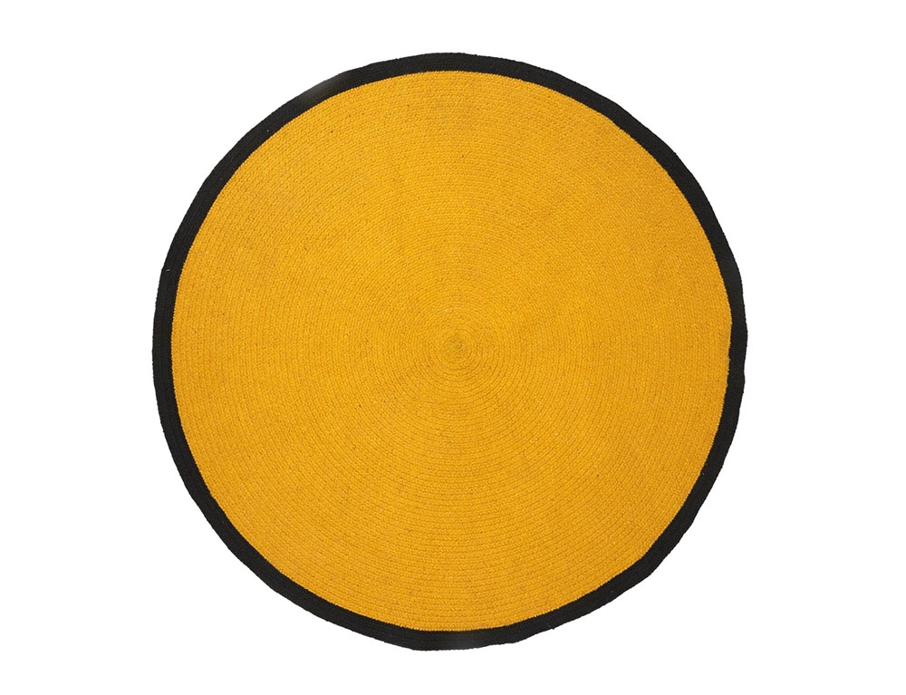Εικόνα Χαλί Στρογγυλό από Βαμβάκι Home Deco Factory, με διαστάσεις 120x120cm - Σε κίτρινη απόχρωση